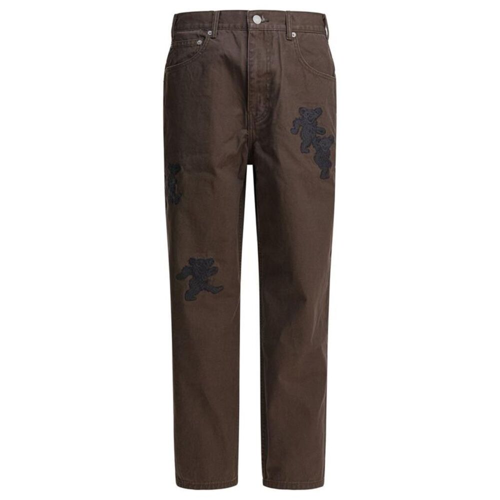 THISISNEVERTHAT Embroidered Bear Relaxed Fit Pants Men BROWN